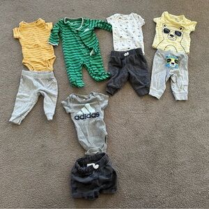 Baby Boy 3M Bundle – 9 Pieces | Sleeper & Onesies & Outfits